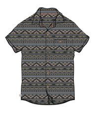 Chill Organic Cotton Jacquard Short Sleeve Shirt - Black Geo Pattern