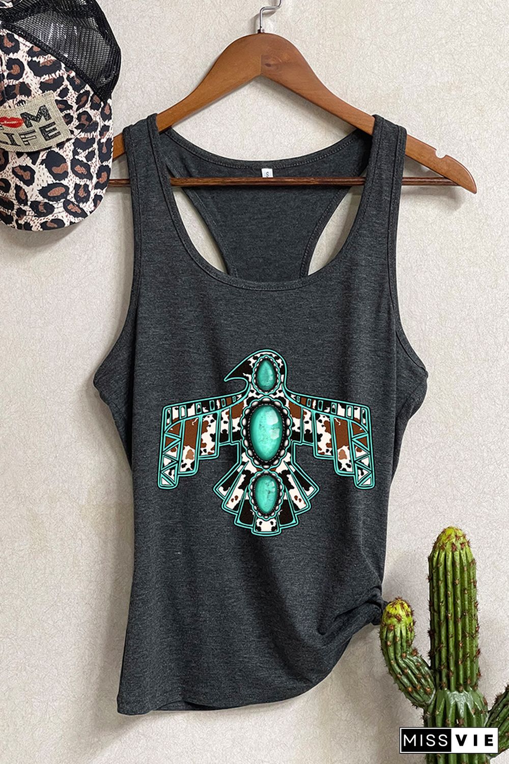 Cowhide Turquoise Thunderbird Tank Top Wholesale