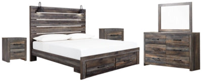 Drystan Multi Full Bed with Storage Footboard with Dresser and Mirror