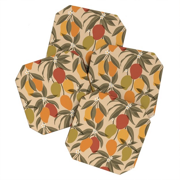 Cuss Yeah Designs Abstract Mangoes Coaster Set Deny Designs