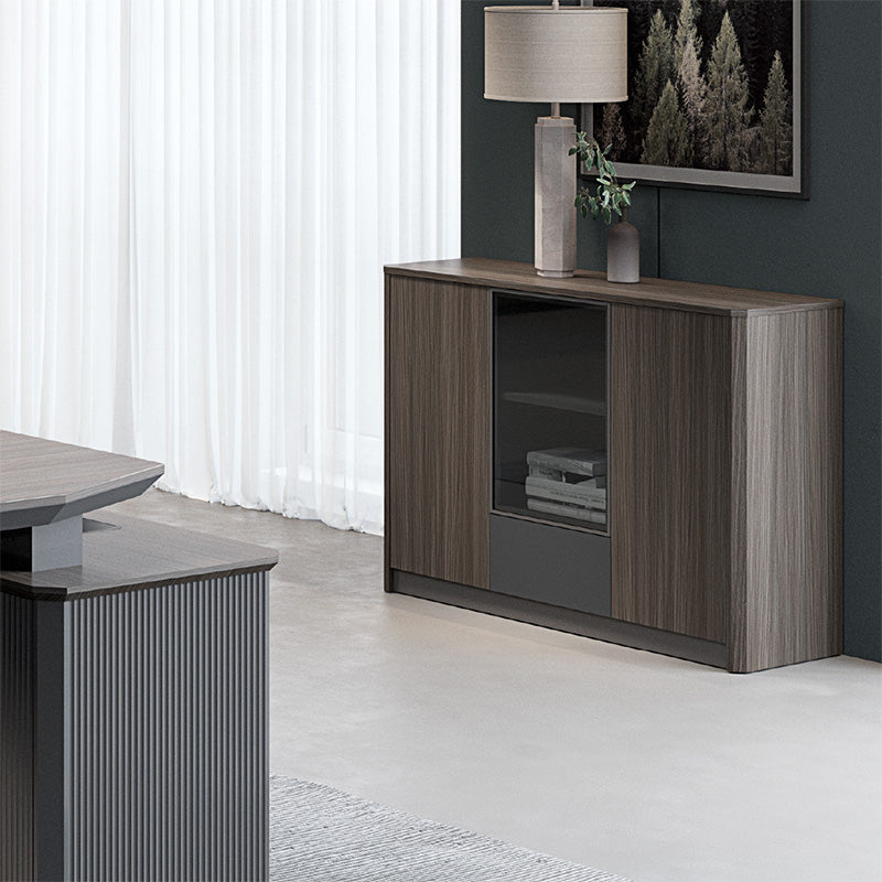 MADDOK Credenza 1.2M - Chocolate & Charcoal Grey