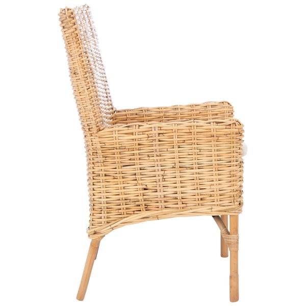 SAFAVIEH Nancy Coastal Rattan Accent Chair with Cushion - 18.5