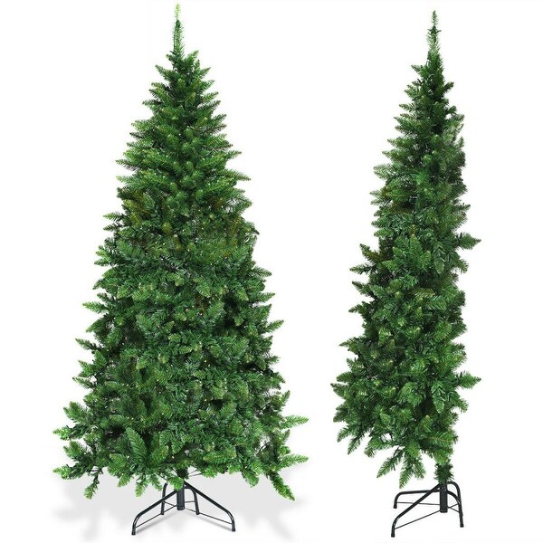 Prelit Artificial Half Christmas Tree with 8 Flash Modes6'