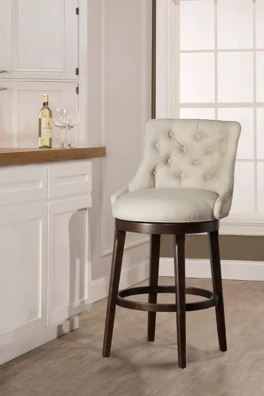 Cream Upholstered Swivel Counter Height Stool - Halbrooke