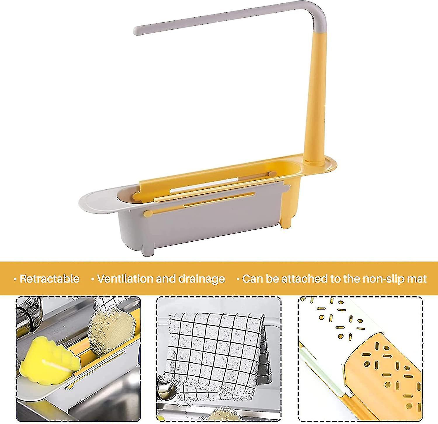 Expandable Telescopic Holder， Kitchen Organizer Sink Drain Rack