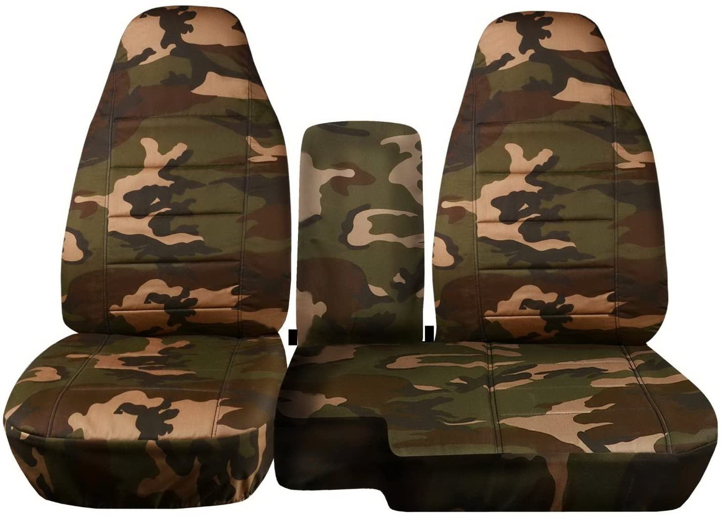 T374-Design Covers Compatible with 1998-2003 Ford Ranger/Mazda B-Series Camouflage Truck Seat Covers (60/40 Split Bench)w Center Console:Without Cup Holders:Brown and Green