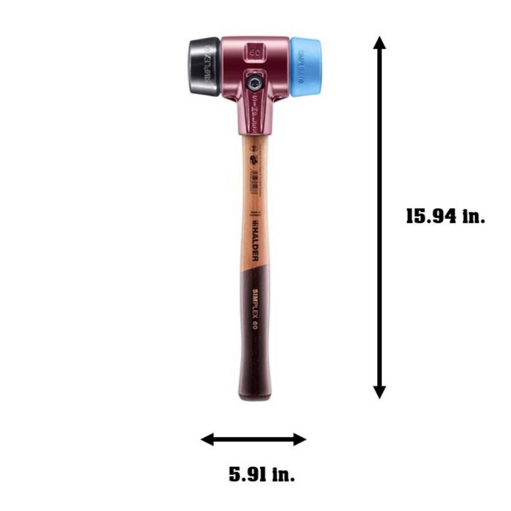 Halder 3.5 lbs. Simplex 60 Mallet with Soft Blue Rubber Non-Marring and Black Rubber Inserts 3012.060