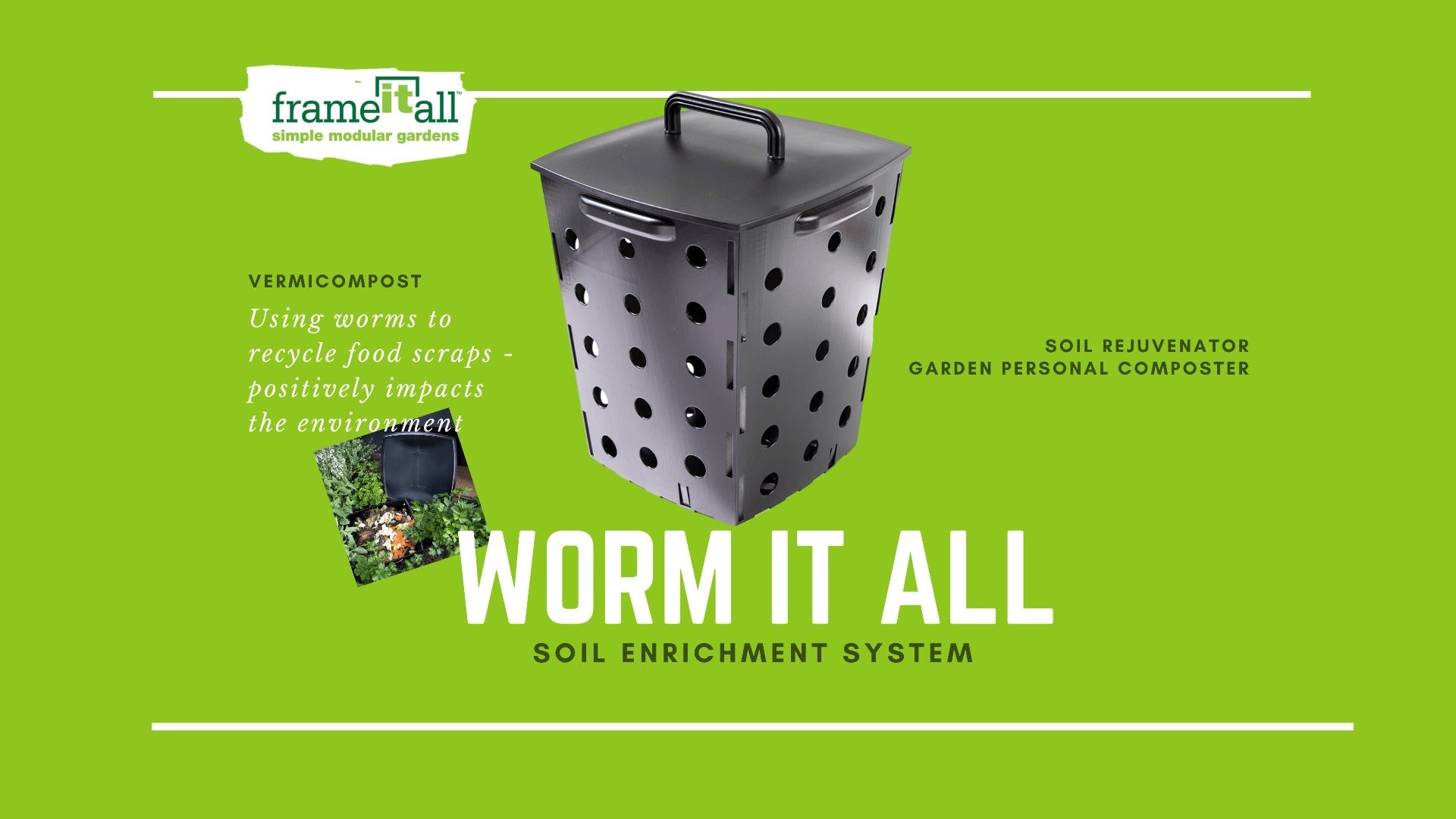 The ‘Worm It All’ Worm Composter Bin - 11” x 11” x 12.6” Composting Box (Soil Enrichment)