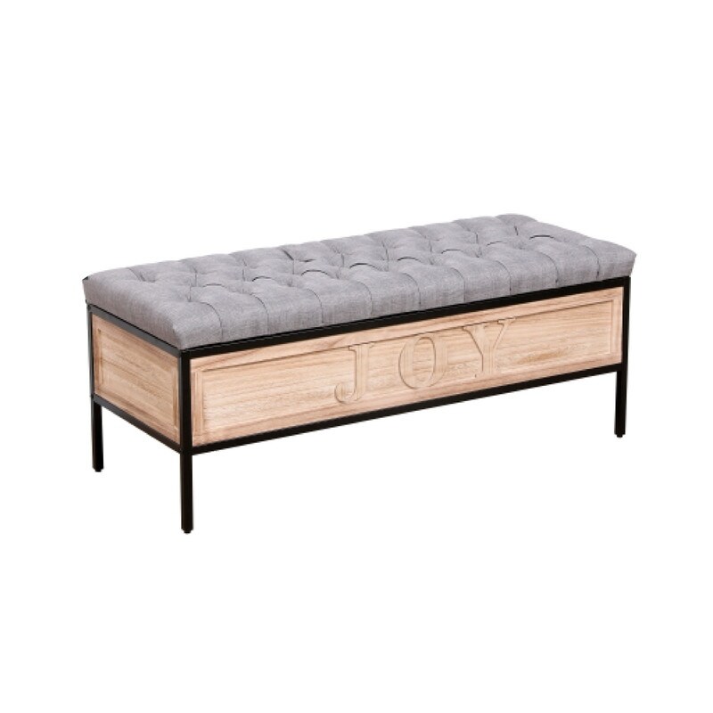 48'' storage bench Gray bed storage Linen benches with button