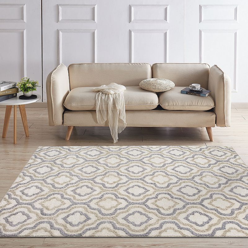 Concord Global Charlotte Collection Crystal Decorative Area Rug