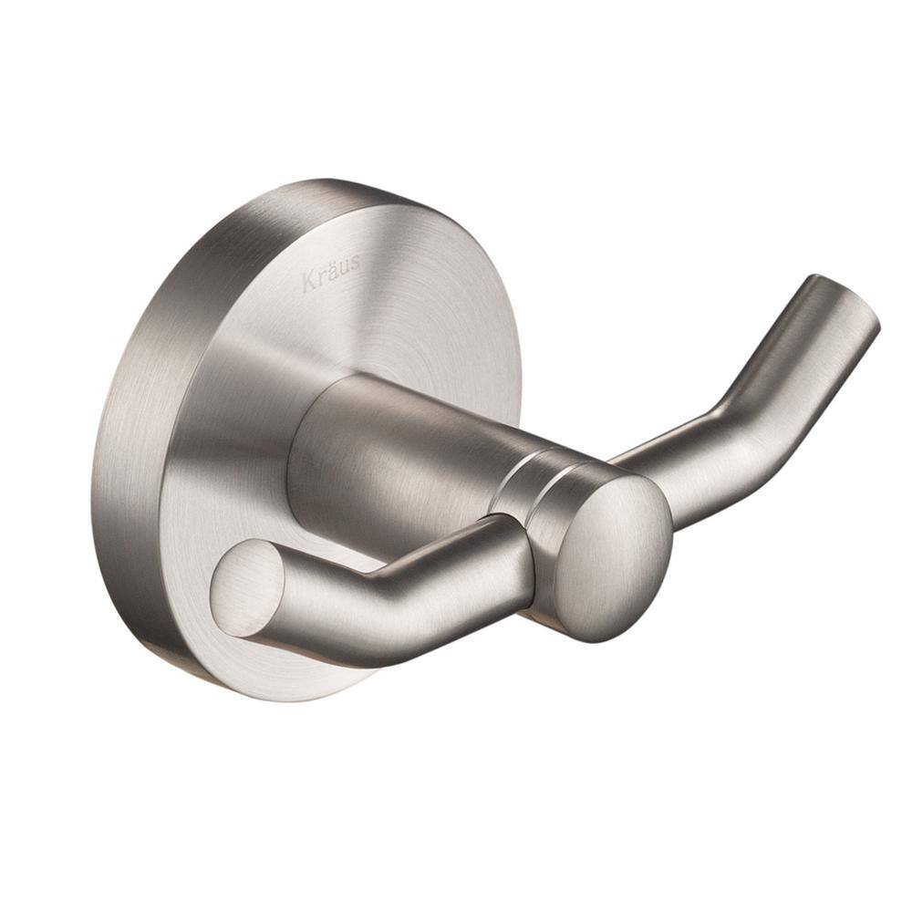 KRAUS Elie Bathroom Robe and Towel Double Hook in Brushed Nickel KEA-18802BN