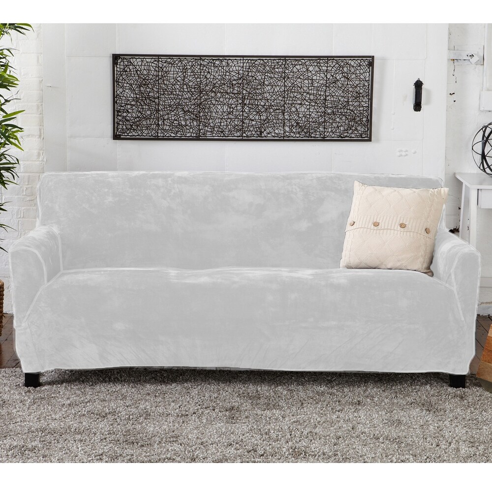 Premium Stretch Velvet Plush Sofa Slipcover.