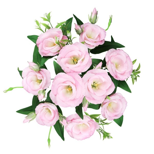 Set of 2 Pink Artificial Lisianthus Prairie Flower Stem Bush Bouquet 19in