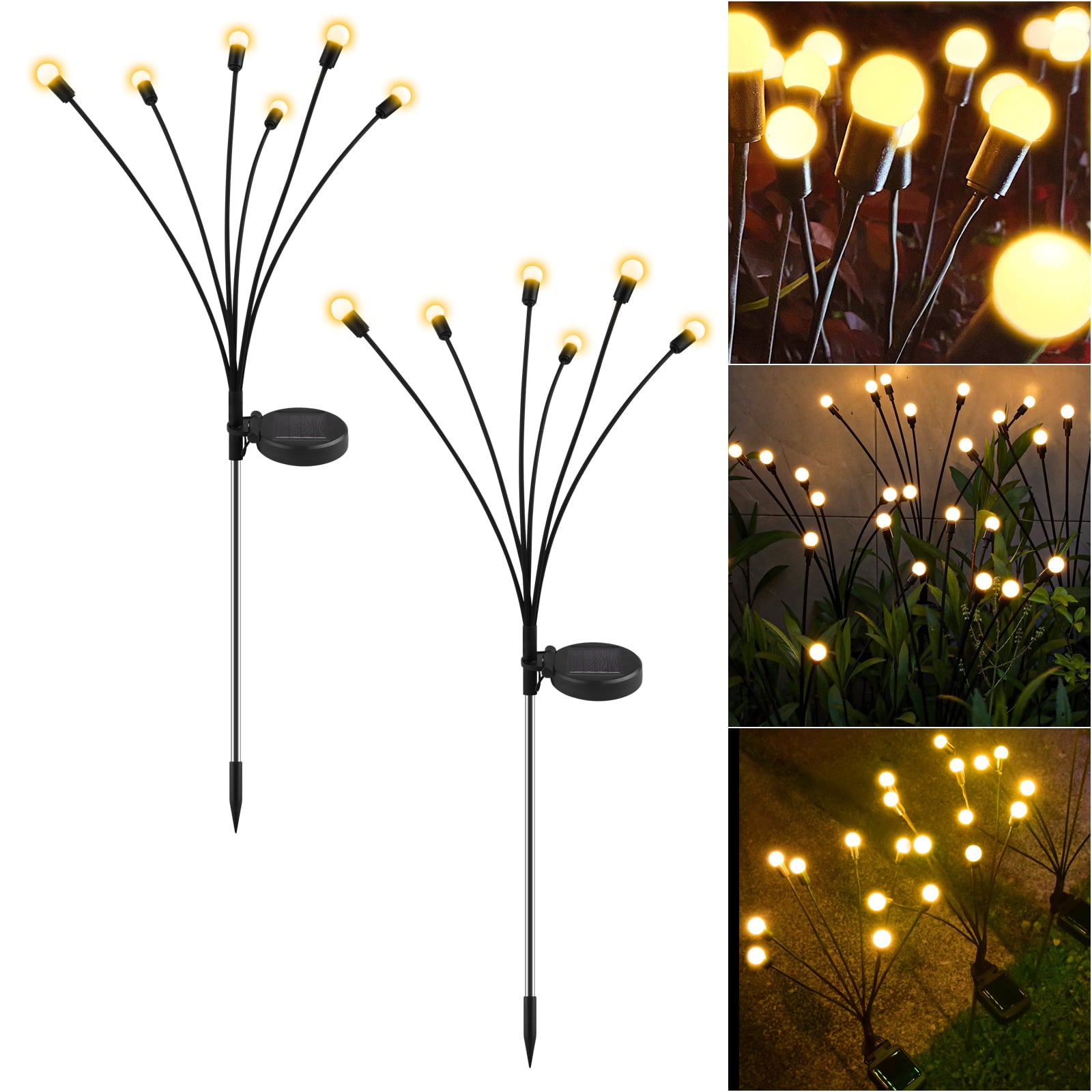 2pcs Solar Stake Lights， TSV LED Firefly Garden Light Waterproof Outdoor Solar Decorative Path Light Stake Lamp for Landscape Yard Patio Wedding Decorations Gifts