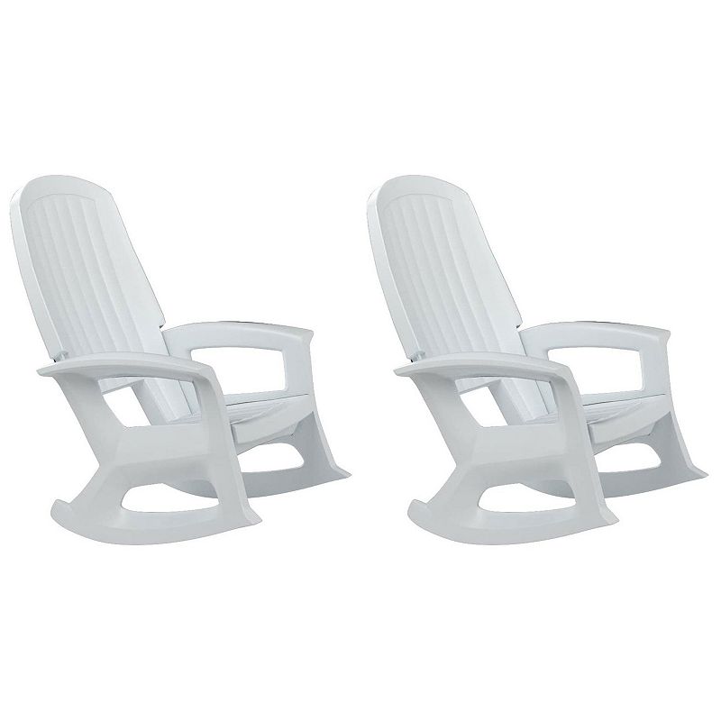 Semco Rockaway Heavy Duty All Weather Outdoor Rocking Chair， White (2 Pack)