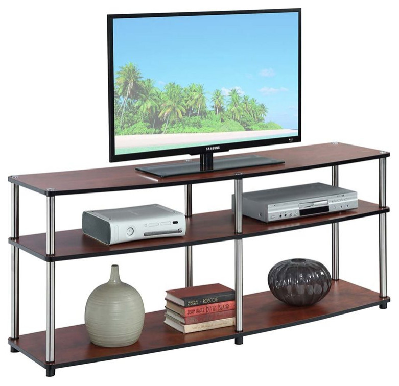 Convenience Concepts Designs2Go 60 quot3 Tier TV Stand in Black Wood Finish   Contemporary   Entertainment Centers And Tv Stands   by Homesquare  Houzz