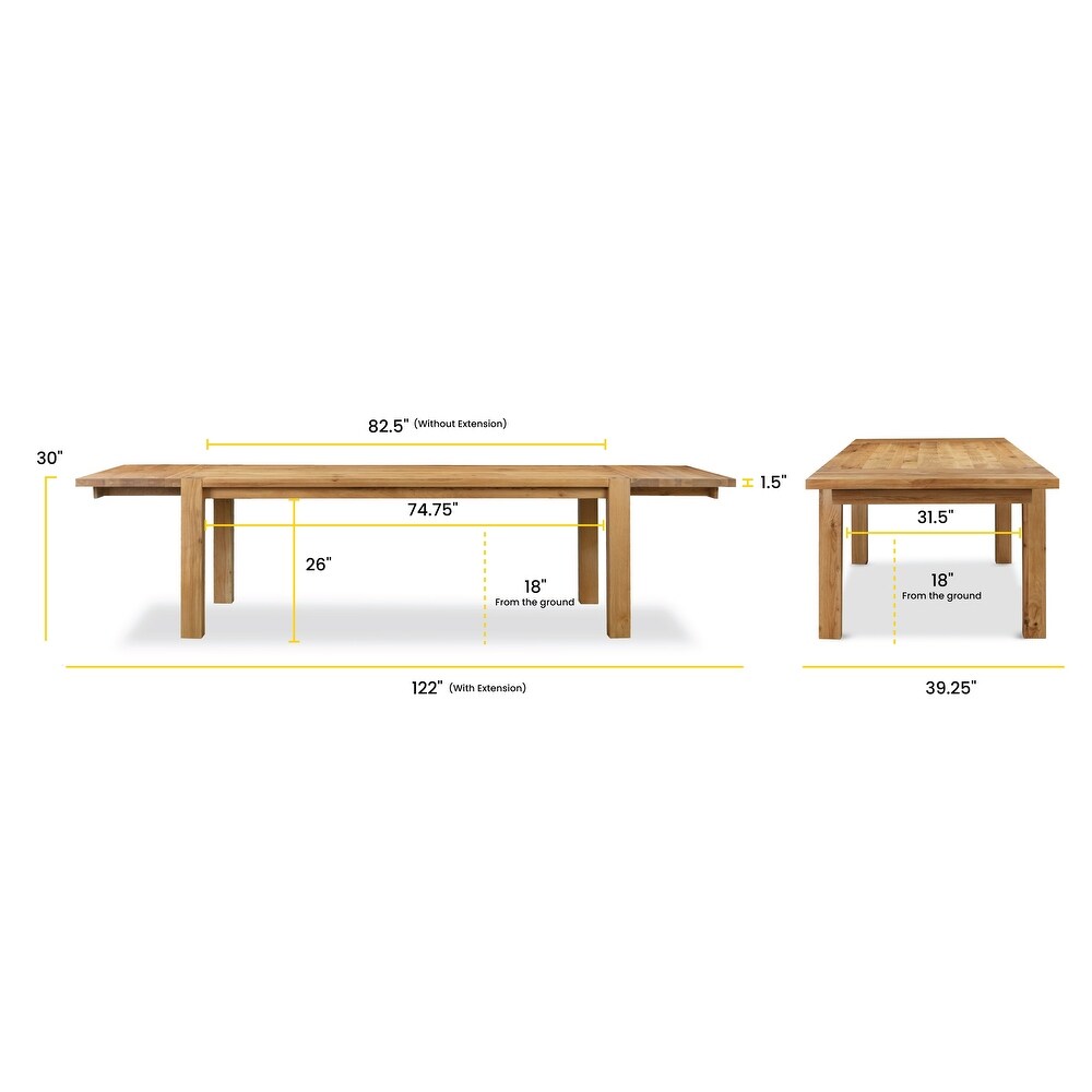 Poly and Bark Festa Extension Solid Oak Wood Dining Table