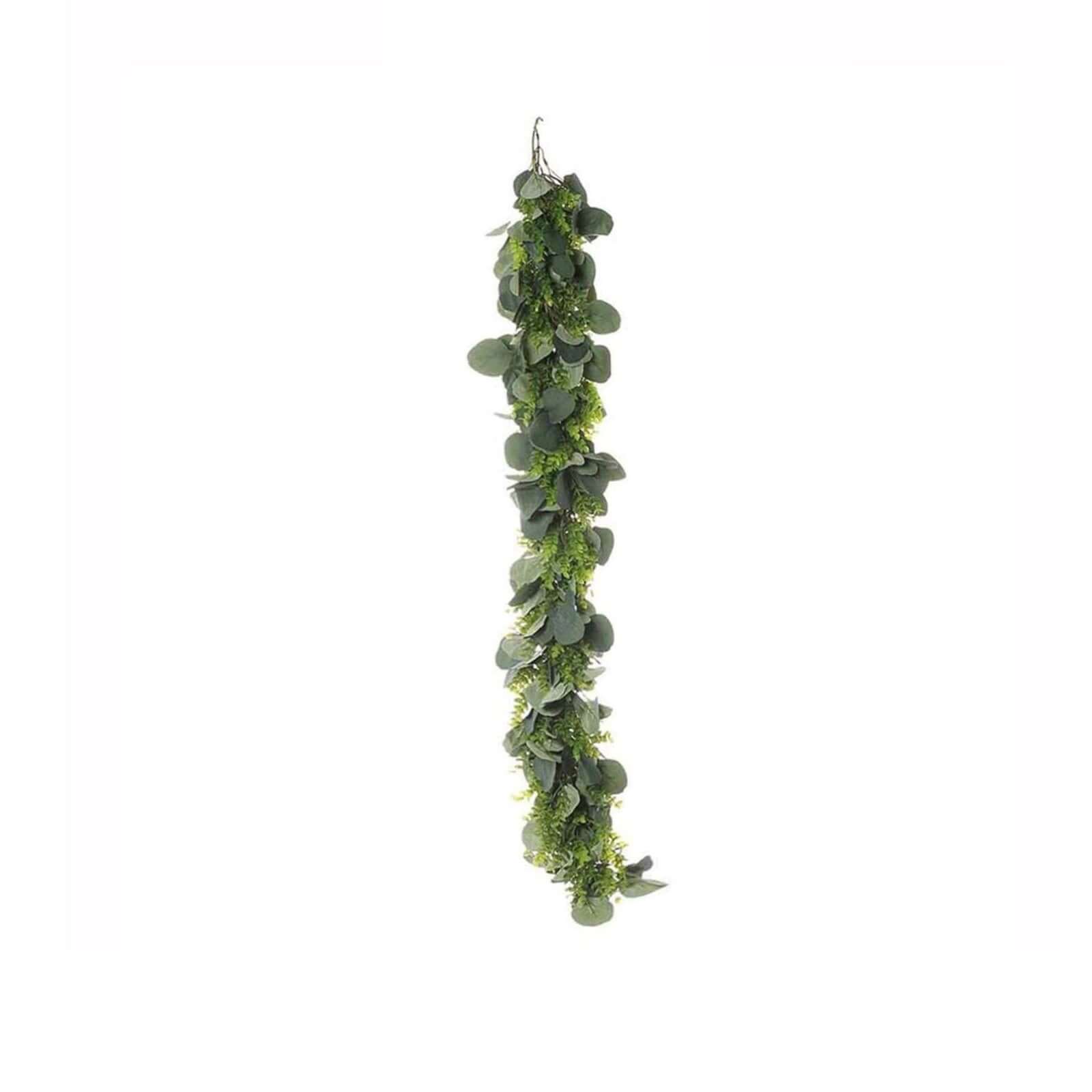 Real Touch Green Artificial Eucalyptus Boxwood Leaf Garland Vine - 3ft