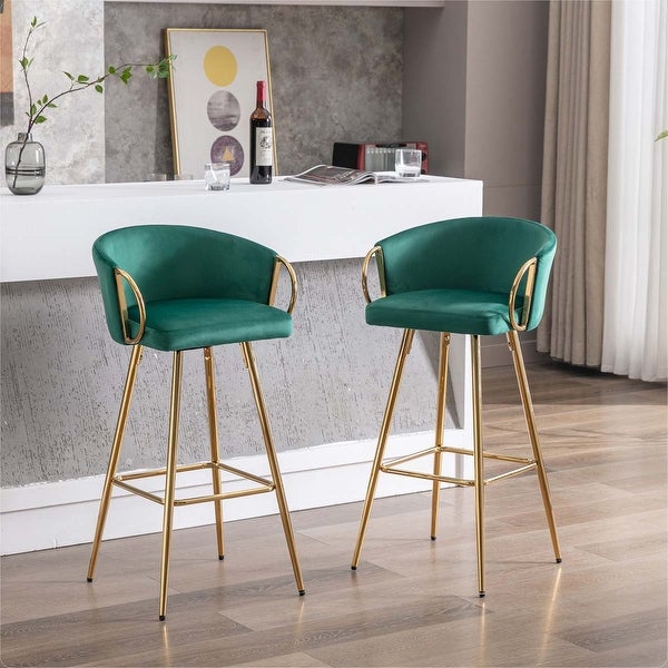 30 Inch Set of 2 Bar Stools with Chrome Footrest