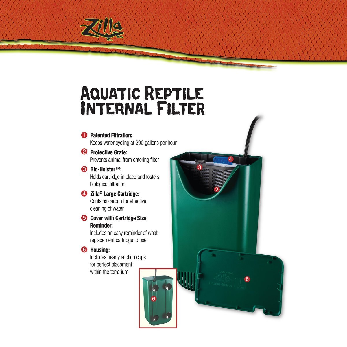 Zilla Aquatic Reptile Internal Aquarium Filter