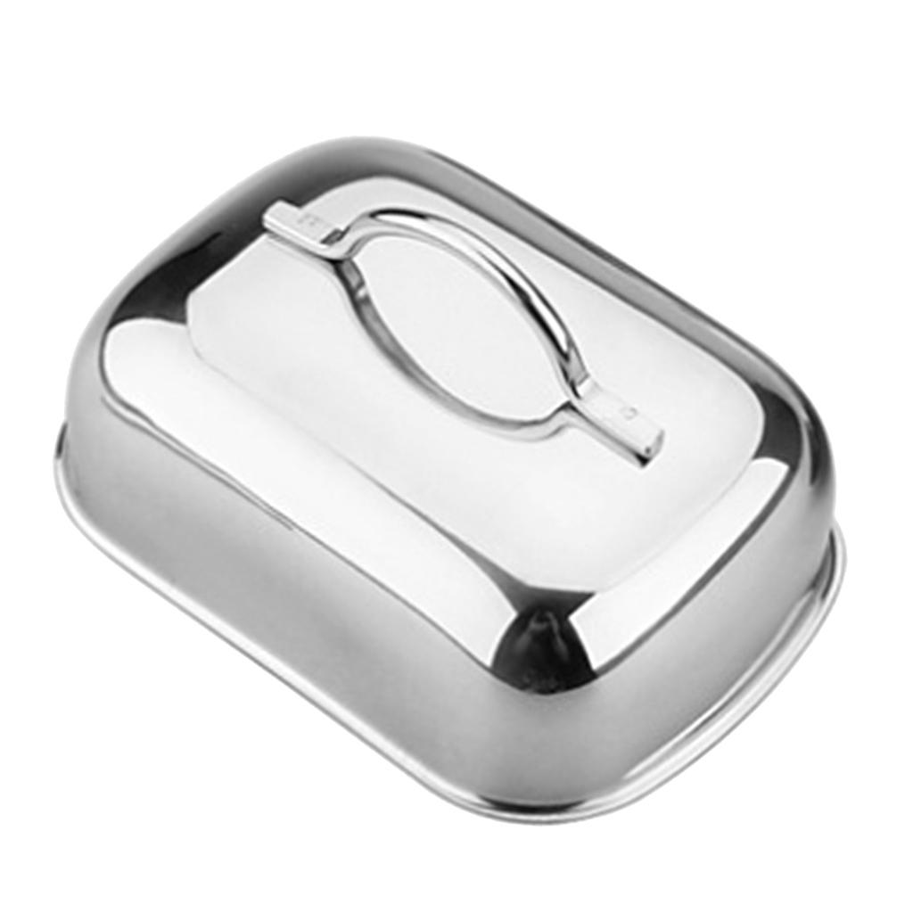 Large Butter Dish Steel Keeper with Lid Cover， Perfect for 2 Sticks of Butter，