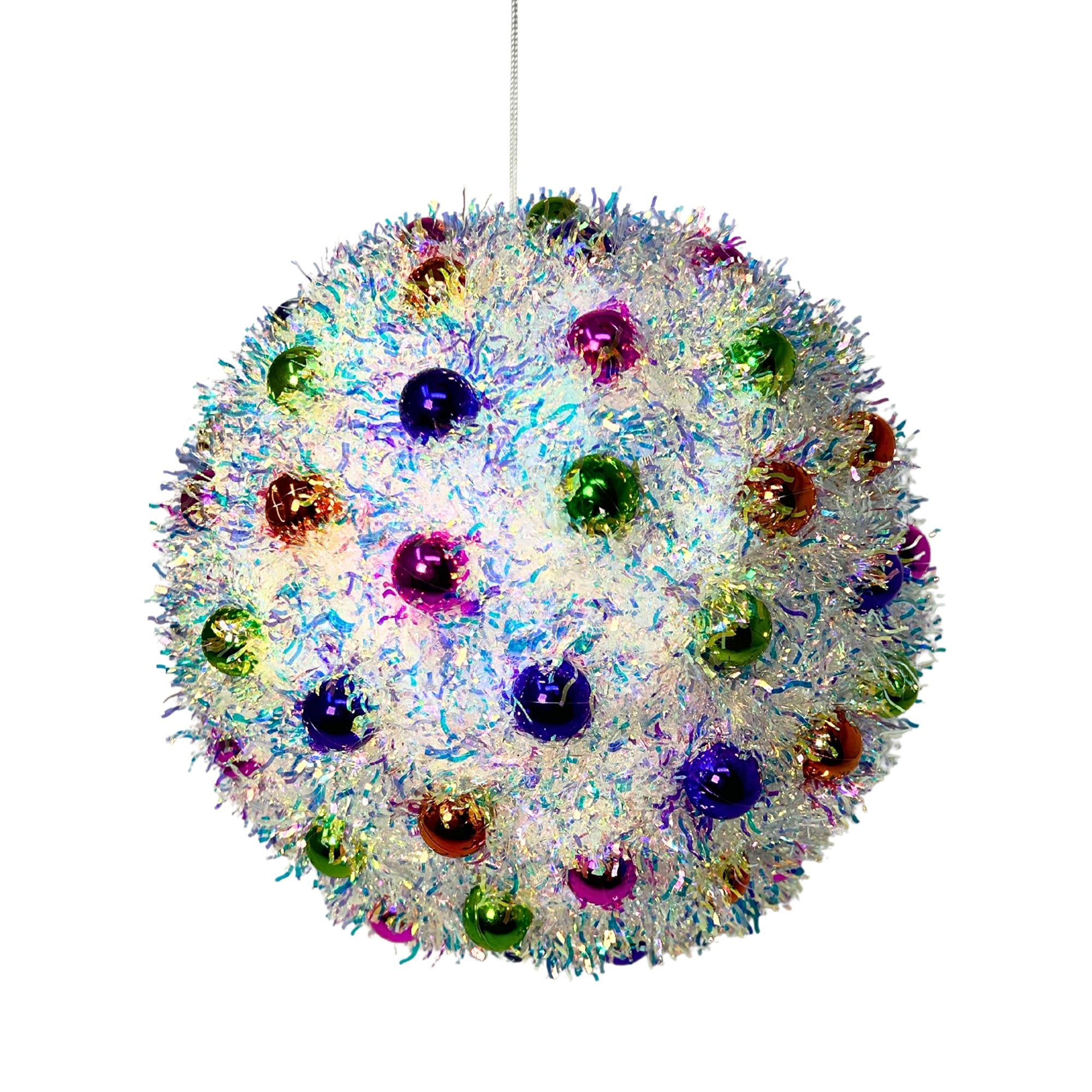 10 Multicolor Tinsel Ball Ornament