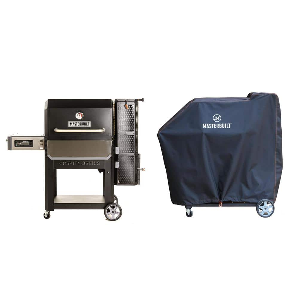 Masterbuilt Gravity 1050 Digital Charcoal Grill and Smoker Combo in Black Plus Cover Bundle MB20043522