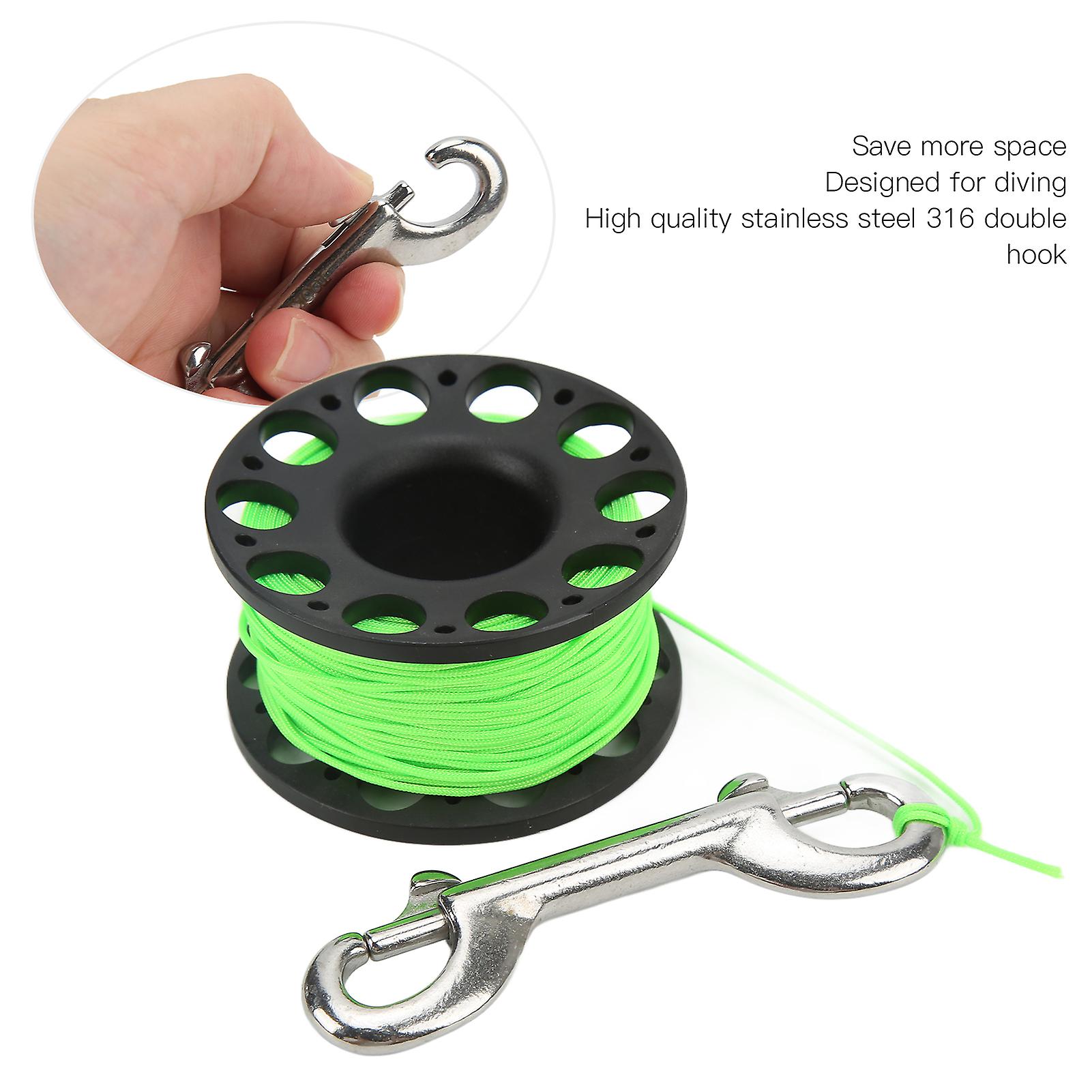 98ft Scuba Diving Reel， Large Finger Reel Double-ended Bolt Snap Clip For Spearfishing， Snorkeling Underwater Diving_x000d_[black]