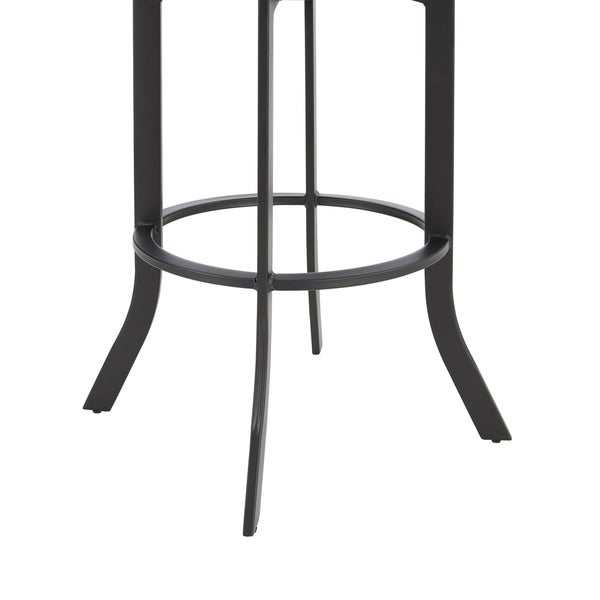 Pharaoh Swivel Black Powder Coated and Black Faux Leather Metal Bar Stool