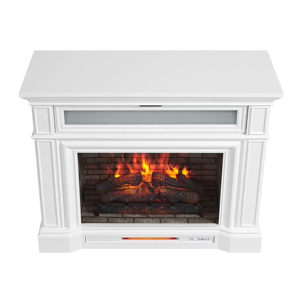 Home Decorators Collection Pinery 47125 in Freestanding Electric Fireplace TV Stand in White