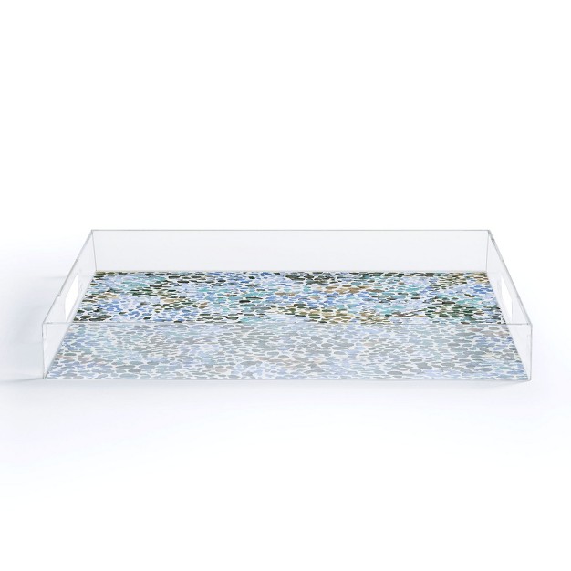 Ninola Design Blue Speckled Painting Watercolor Stains Acrylic Tray Deny Designs