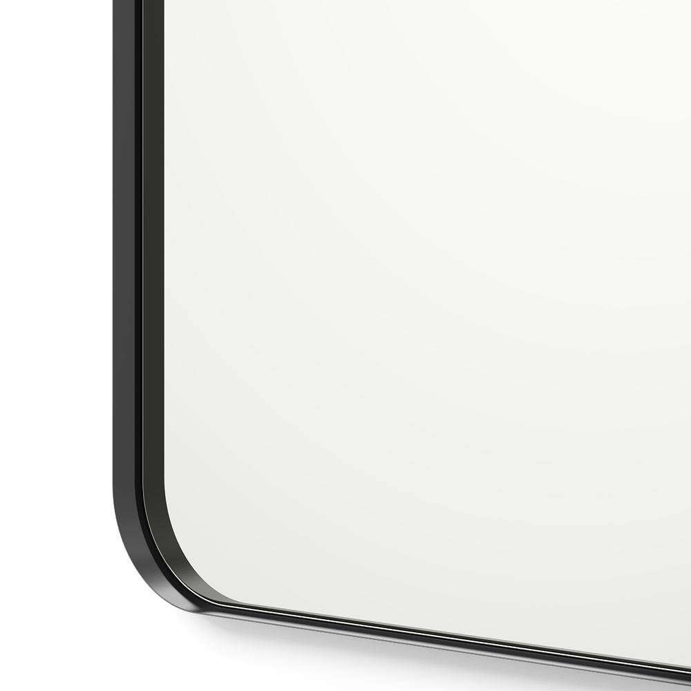 better bevel 24 in. x 36 in. Metal Framed Rounded Rectangle Bathroom Vanity Mirror in Black 20017