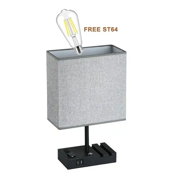 17 inch Grey Table Lamp with USB Port and Charging Dock - 17inch