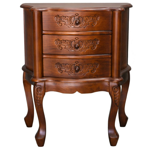 International Caravan Windsor Carved 3-Drawer Night Stand