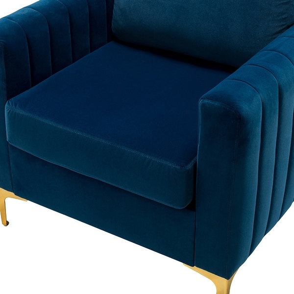 Ganymedes Contemporary Velvet Accent Arm Chair with Golden Legs by HULALA HOME