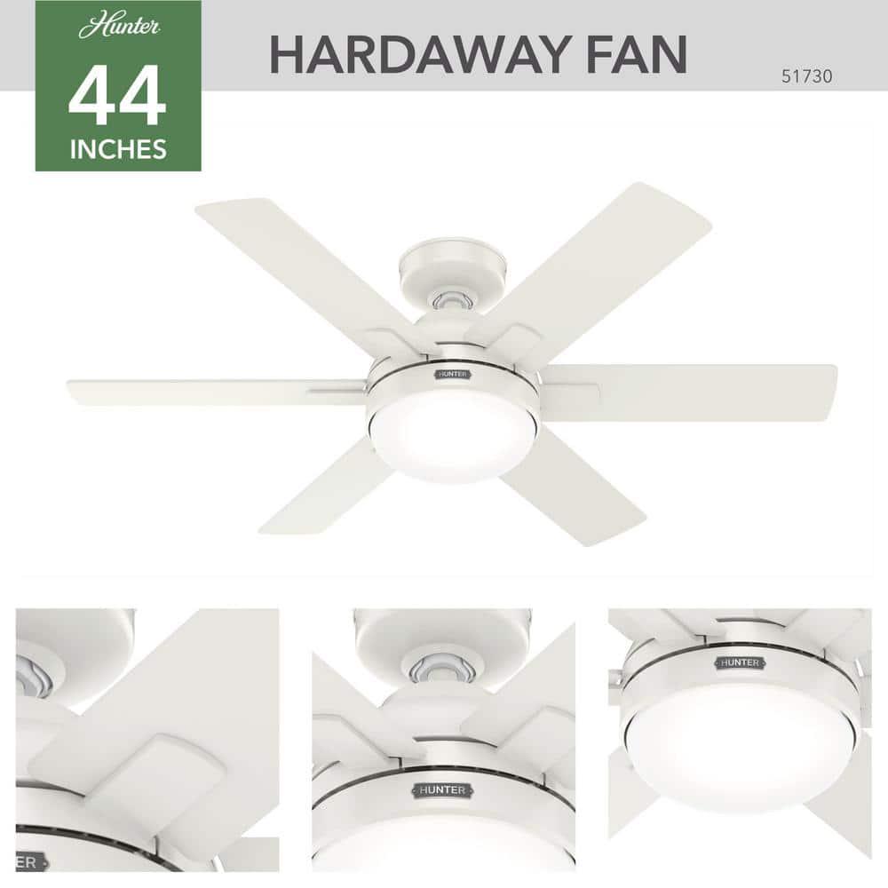 Hunter Hardaway 44 in Indoor Fresh White Ceiling Fan with Light Kit and Remote