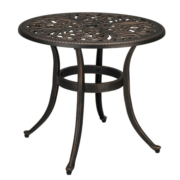 23.6inch Phoenix Table Round Garden Cast Aluminum Table Bronze