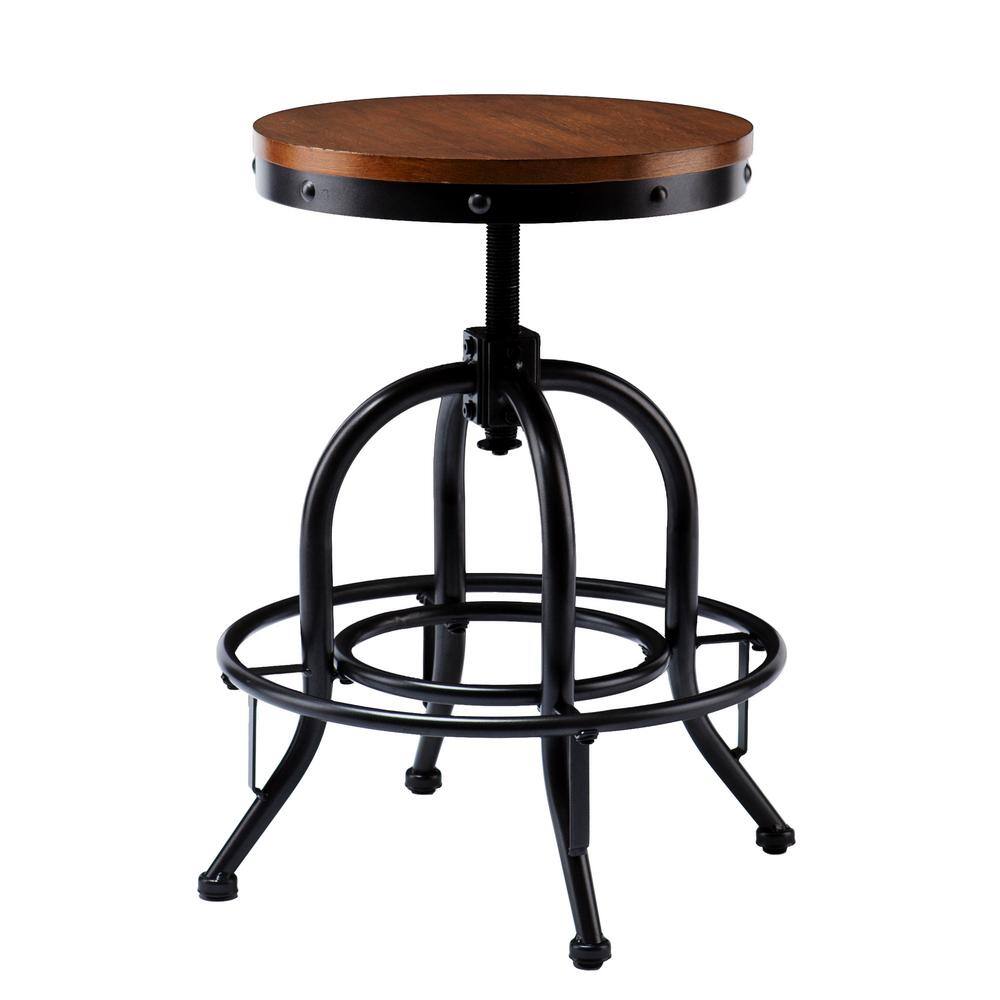 Southern Enterprises Christopher Industrial Adjustable Height Black Bar Stool HD864365