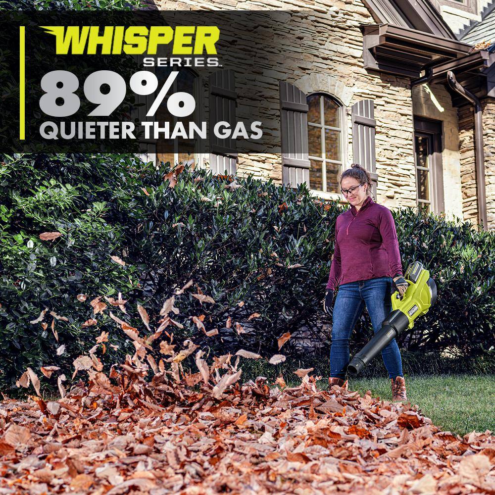 RYOBI 40V HP Brushless Whisper Series 155 MPH 600 CFM Cordless Battery Leaf Blower with 4.0 Ah Battery and Charger RY404130