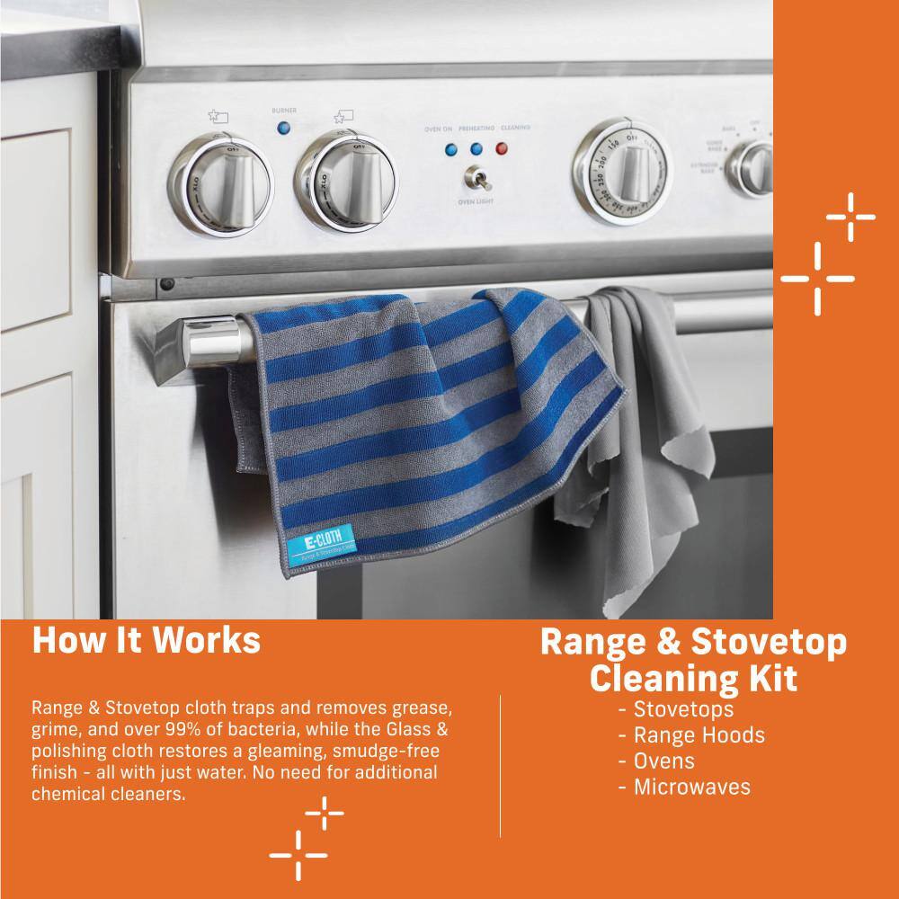 E-Cloth 20 in. x 16 in. Microfiber Range and Stovetop Cleaning Kit 2 Cloth Set 10616M