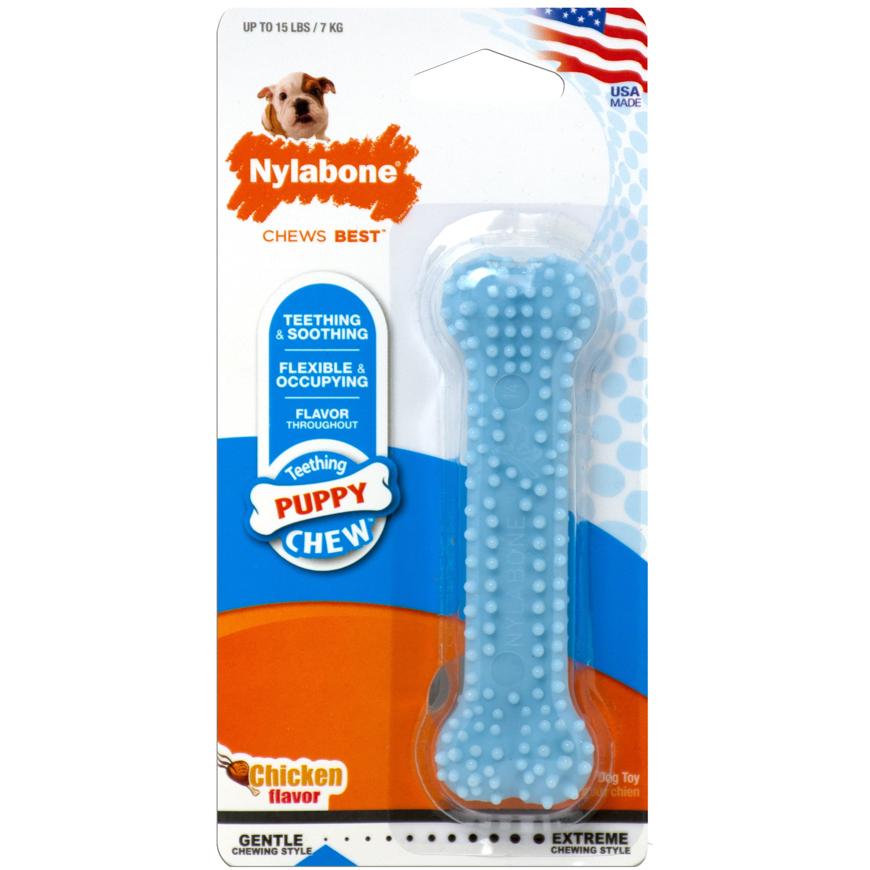 Nylabone Puppy Teething and Soothing Flexible Chew Toy Chicken Blue X-Small/Petite (1 Count)