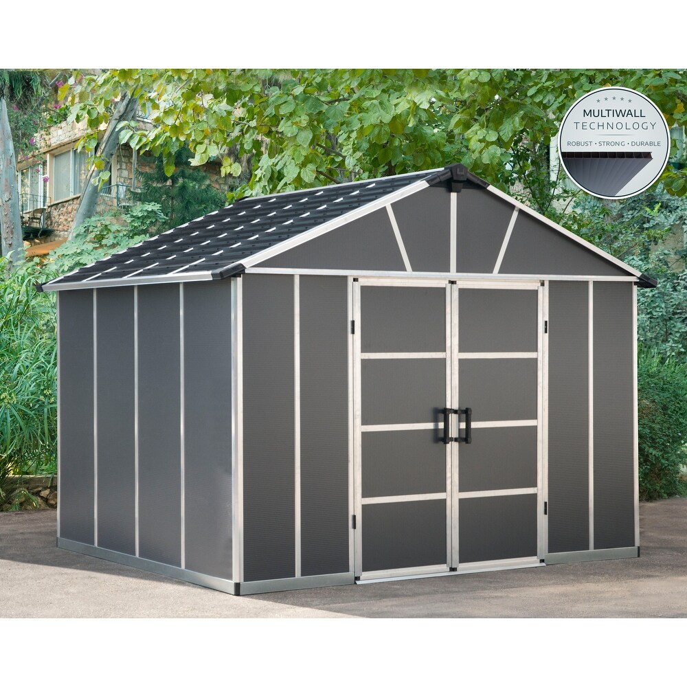 Yukon Dark Gray Large Garden Outdoor Storage Shed with Floor