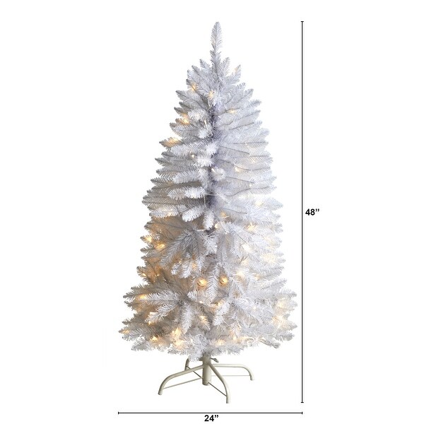 4' Slim White Christmas Tree with 100 Lights