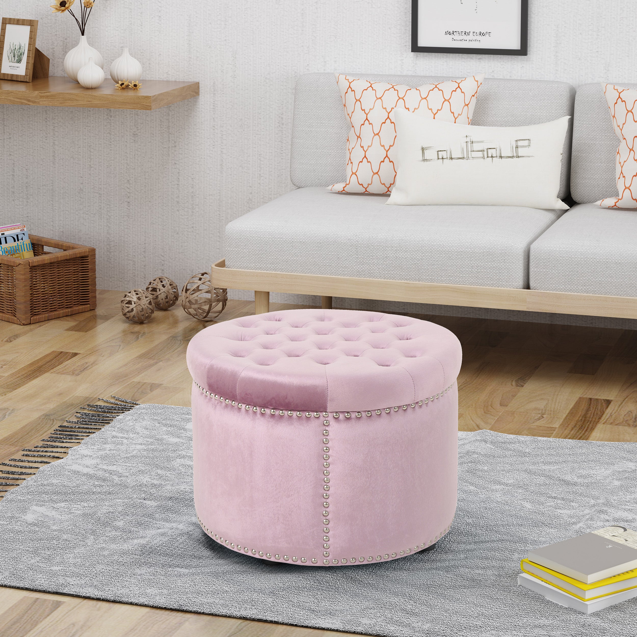 Daralis Glam Velvet Tufted Ottoman