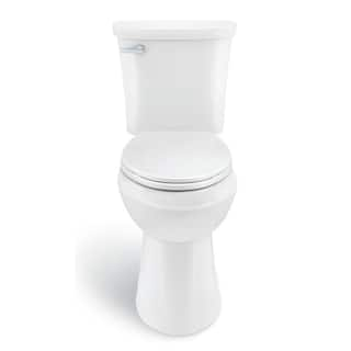 Glacier Bay Power Flush 2-piece 1.28 GPF Single Flush Elongated Toilet in White with Slow-Close Seat Included (6-Pack) N2450E