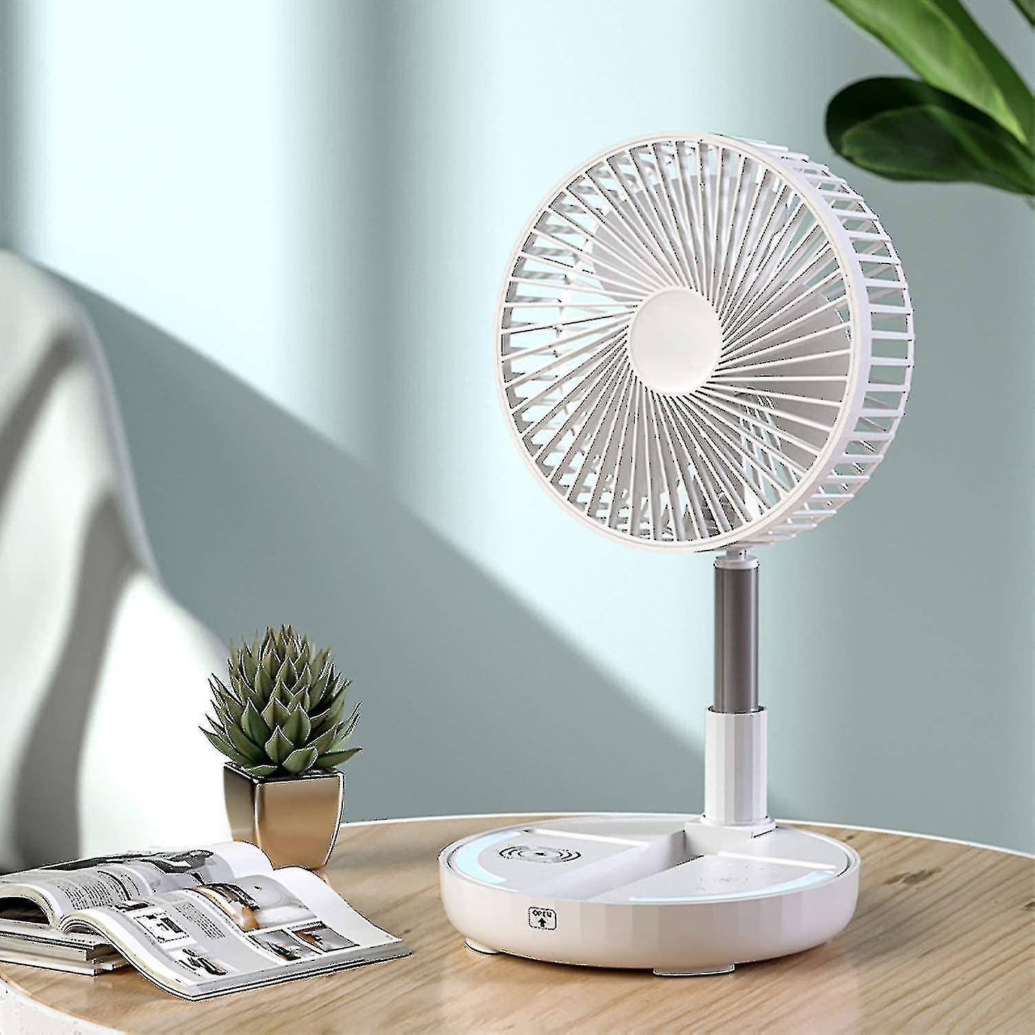 Smart Fan With Mobile Phone Wireless Charging， Portable Outdoor Travel Rechargeable Fan With 4 Speed