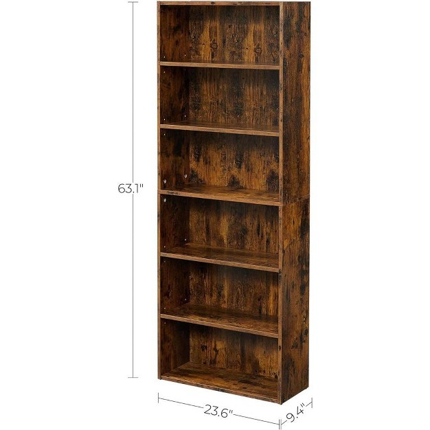 Vasagle Bookshelf 5 6 tier Open Bookcase With Adjustable Storage Shelves Floor Standing Unit