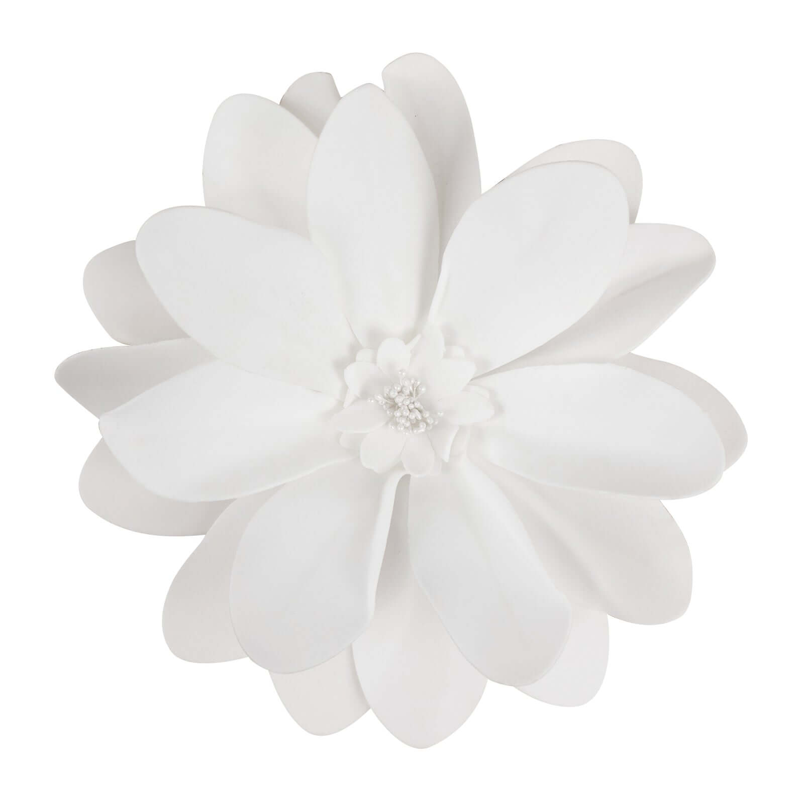 4 Pack White Life-Like Soft Foam Craft Dahlia Flower Heads 12