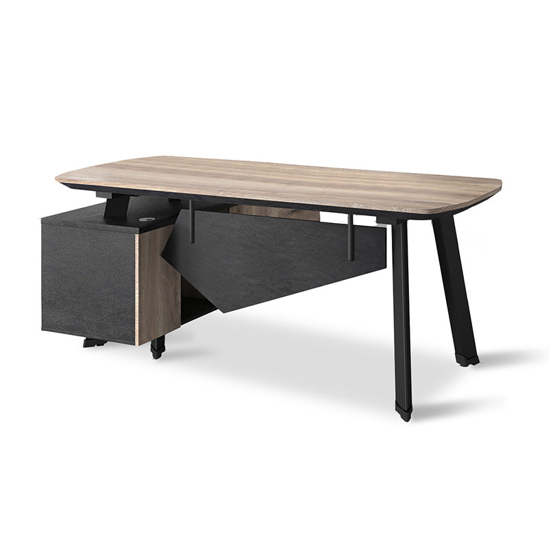 ARTO Executive Office Desk with Reversible Return 1.8M - 2.0M - Warm Oak & Black