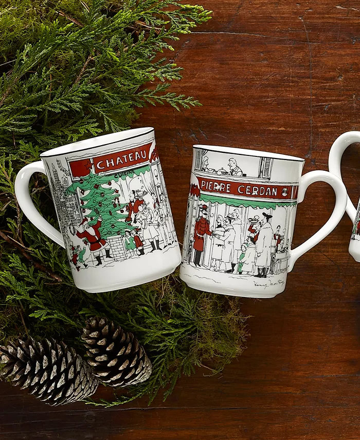 Noritake Le Restaurant Set of 4 Holiday Mugs 12 OZ.